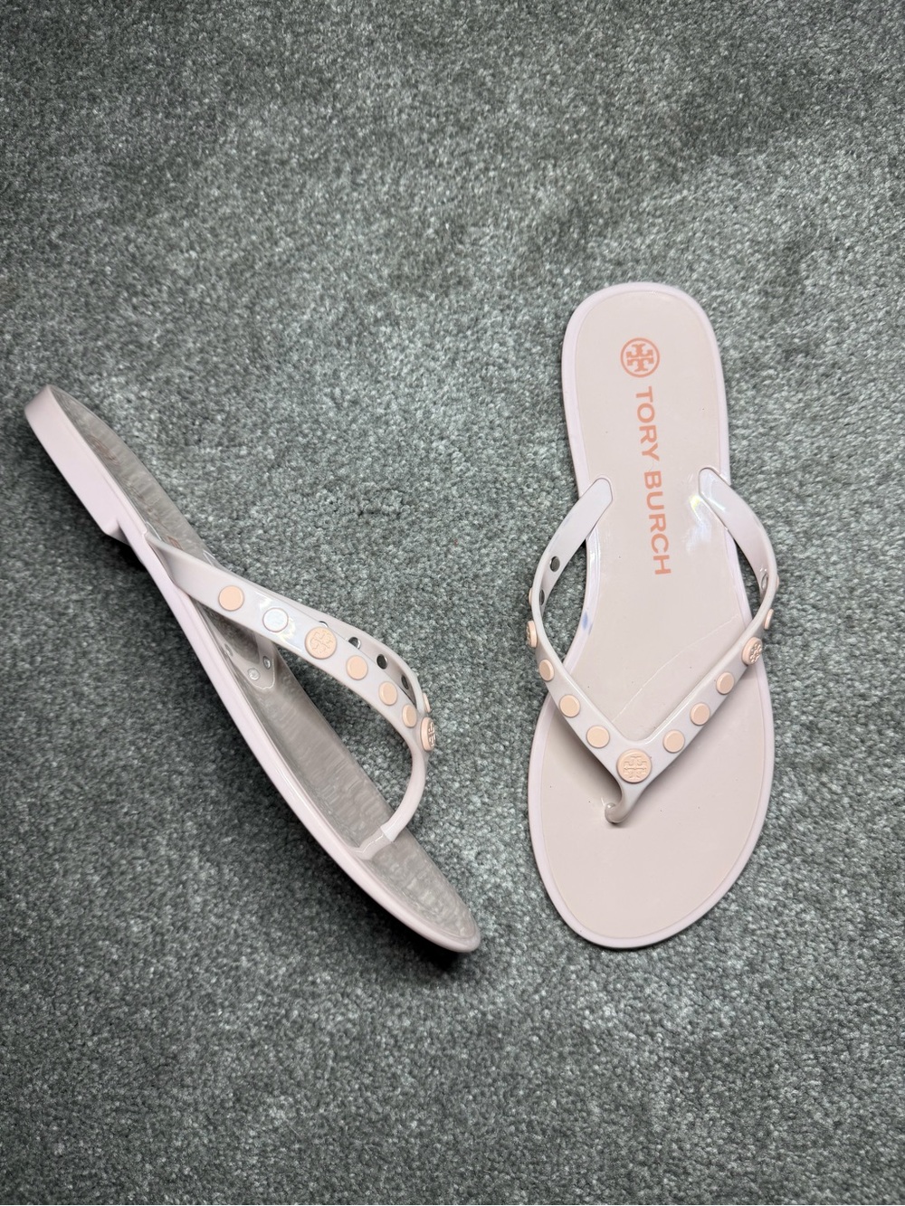 Tory Burch Womens Studded Jelly Thong Sandals Sedona Rose T-Post Flip Flop Sz 8